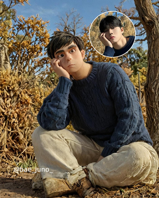 a man sitting in a field AirBrush clay filter