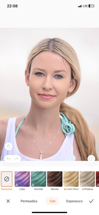 change hair color - blond woman with ponytail in ab hair page