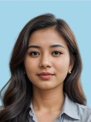 passport photo - changed background dark girl