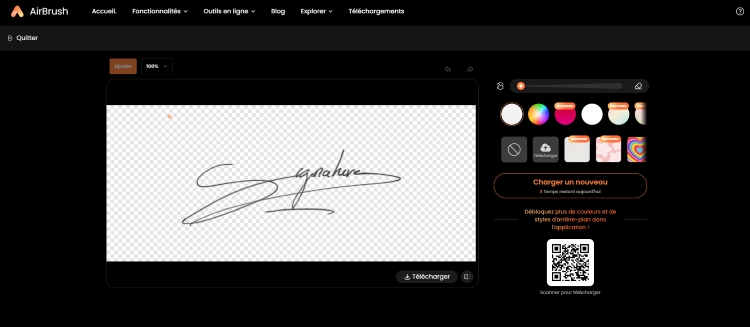 Background Remover AirBrush Web Screenshot FR -signature without background