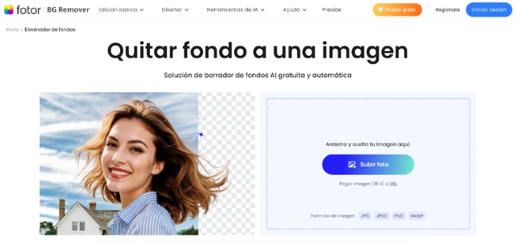 Fotor Web Screenshot ES - remove background