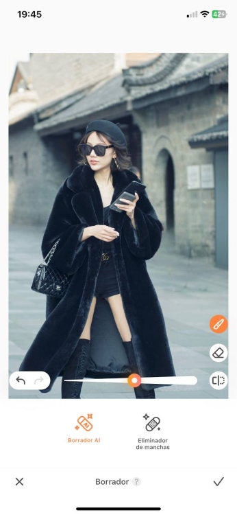 remove people from photos - asian girl in black in the street AB screenshot after