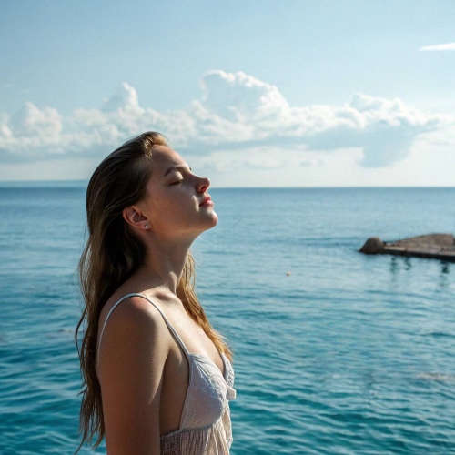 remove people from photos - woman on the beach after