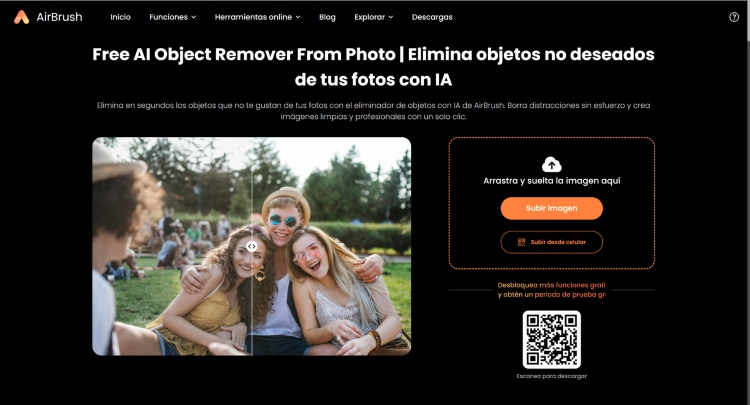 remove watermark - object remover main page screenshot ES