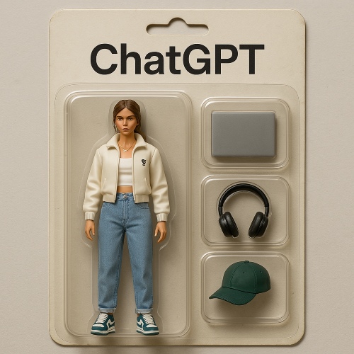 AI Action Figure - girl with white jacket and jeans after ChatGPT