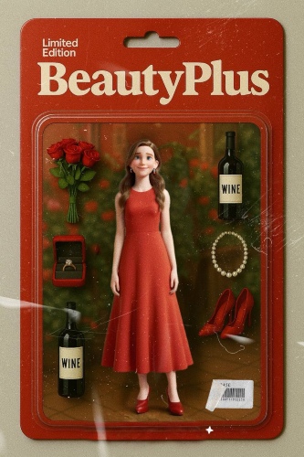 AI Action Figure - woman in red dress after beautyplus