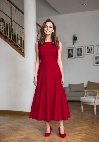 AI Action Figure - woman in red dress before