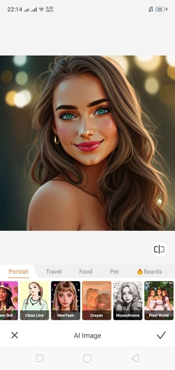 AirBrush AI Image App Screenshot EN - woman crayon after