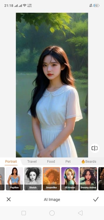 AirBrush AI Image App Screenshot EN - woman dreamlike after