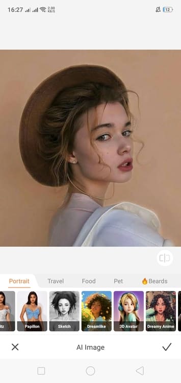 AirBrush AI Image App Screenshot EN - woman sketch before