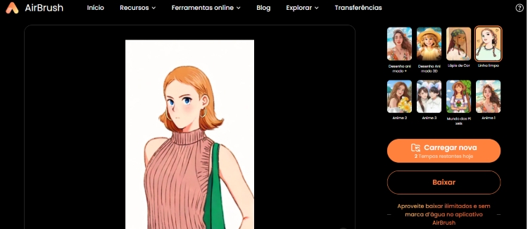 AirBrush Cartoon Web Screenshot PT - blond girl after