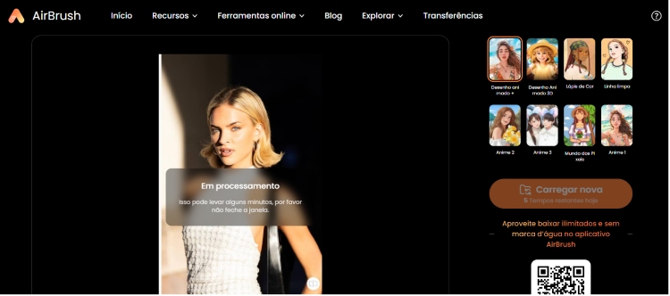 AirBrush Cartoon Web Screenshot PT - blond girl before