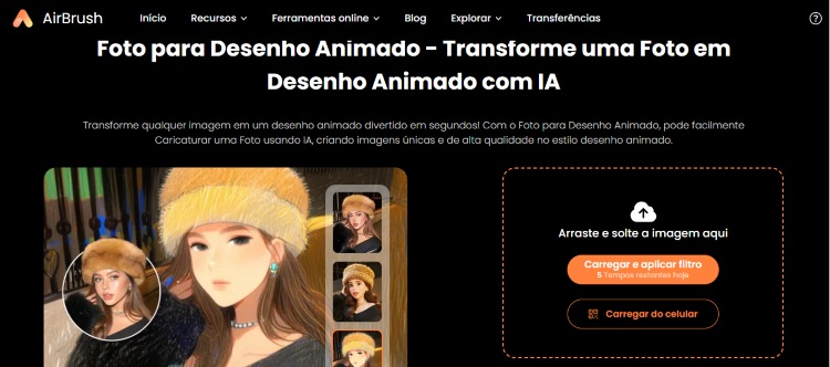 AirBrush Cartoon Web Screenshot PT