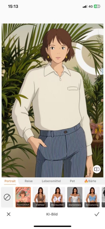 AirBrush Ghibli filter App Screenshot GE - model in white shirt AI Image Dreamscape