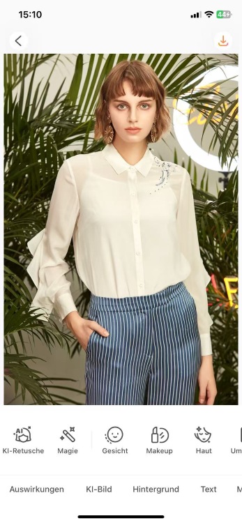 AirBrush Ghibli filter App Screenshot GE - model in white shirt