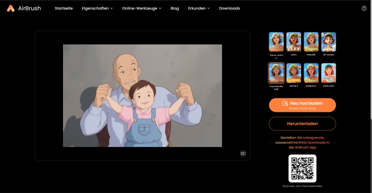 AirBrush Ghibli filter Web Screenshot GE - dad with a child after