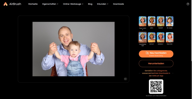 AirBrush Ghibli filter Web Screenshot GE - dad with a child before