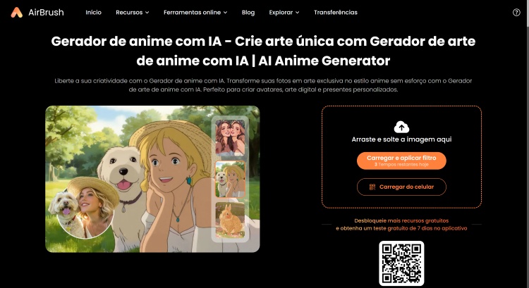 AirBrush Ghibli filter Web Screenshot PT