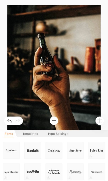 AirBrush Text App Screenshot EN - hand with a bottle fonts
