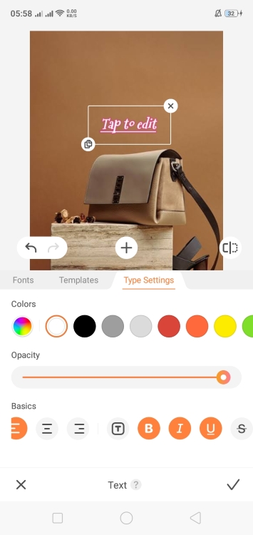 AirBrush Text App Screenshot EN - watermark brown bag 3