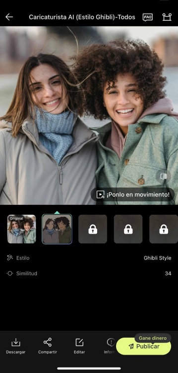 Fotor Ghibli filter App Screenshot ES - two girls before