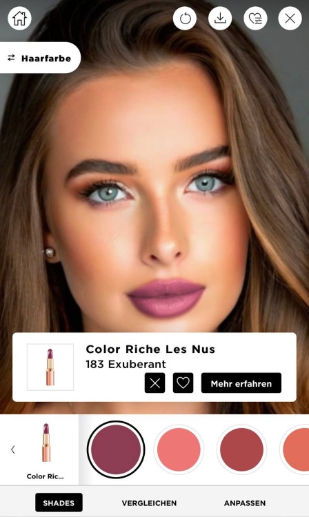 L’Oréal Paris Makeup Genius Beauty Lipstick Web Screenshot GE - girl with blue eyes lipstick shade after