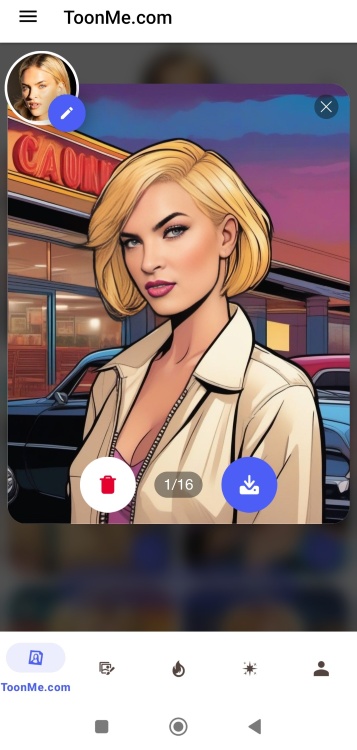ToonMe Cartoon App Screenshot PT - blond girl 1
