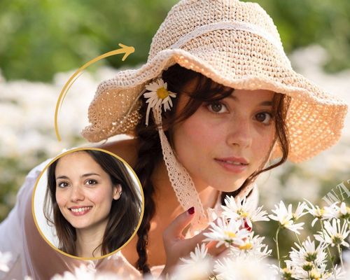 face swap - girl in flowers