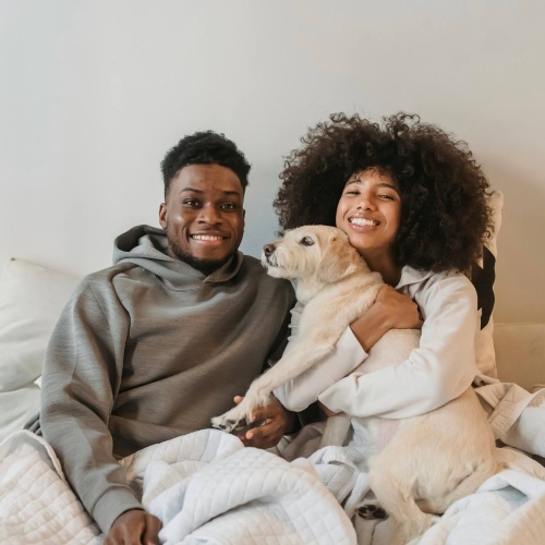 ghibli filter - couple with a dog before