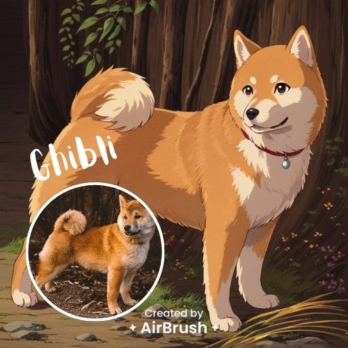 ghibli filter - dog in the wood