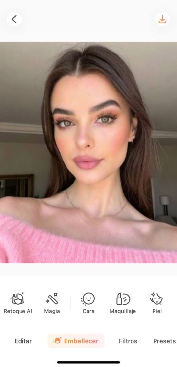 AirBrush AI Repair App Screenshot ES - selfie of the girl in pink upload photo