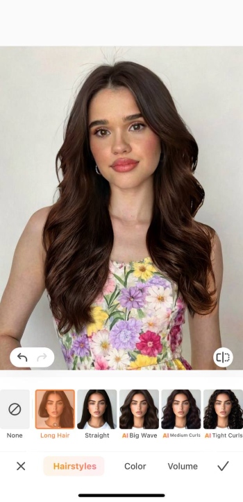 AirBrush App Screenshot EN - change hairstyle choose the hairstyle