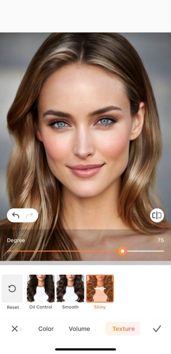 AirBrush App Screenshot EN - hair shiny