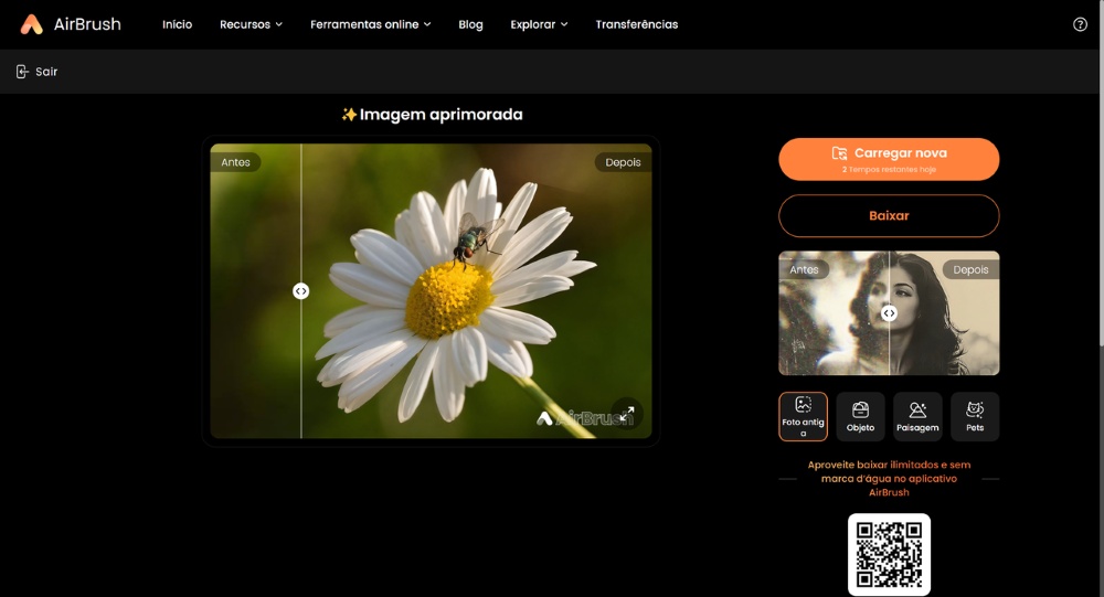 AirBrush Web Screenshot PT - improve image quality result
