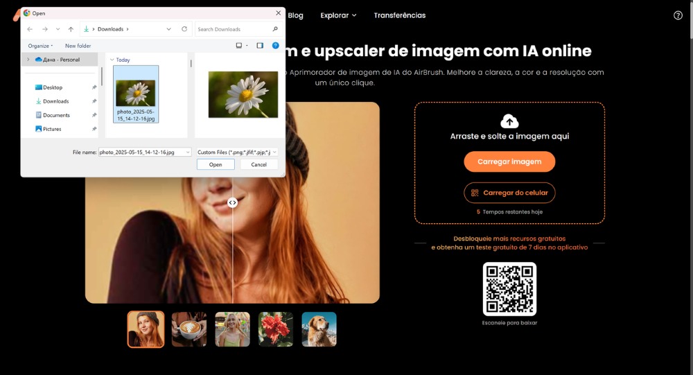 AirBrush Web Screenshot PT - improve image quality upload image
