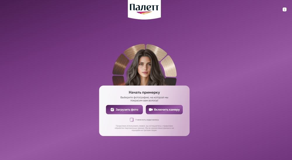 Palette Web Screenshot RU - hair colour changer