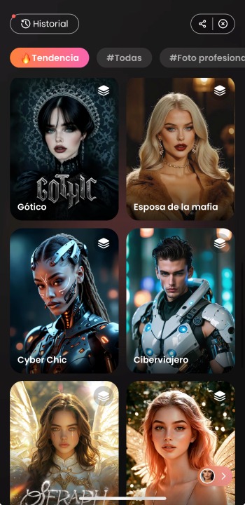 AirBrush App Screenshot ES - AI avatar magic studio choose theme
