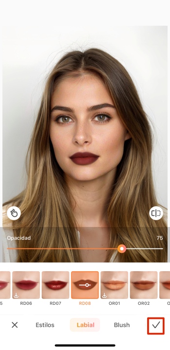 AirBrush App Screenshot ES - lipstick result