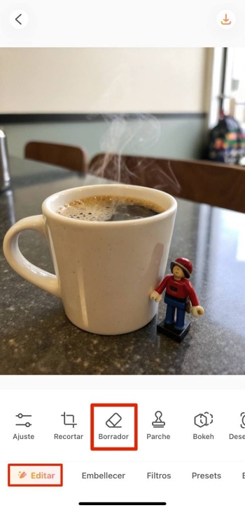 AirBrush App Screenshot ES - remove an object eraser