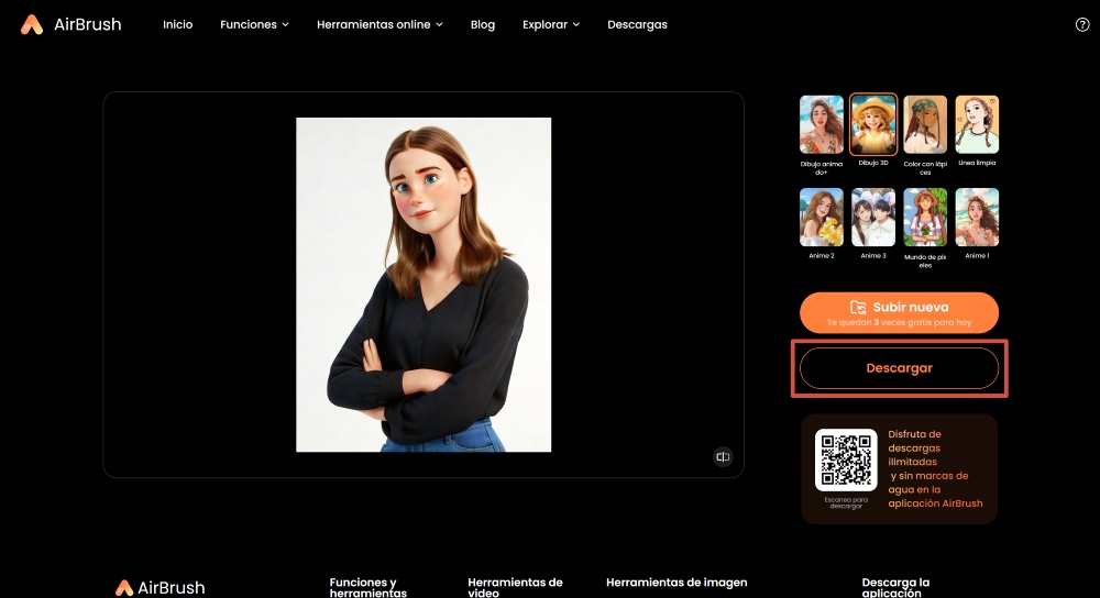 AirBrush Web Screenshot ES - Photo to Cartoon download