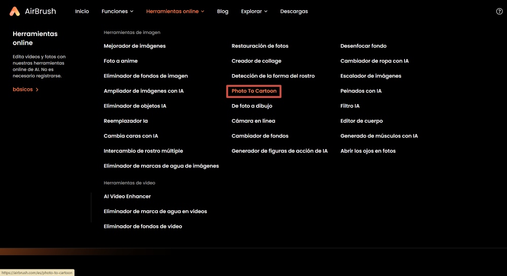 AirBrush Web Screenshot ES - Photo to Cartoon in the list