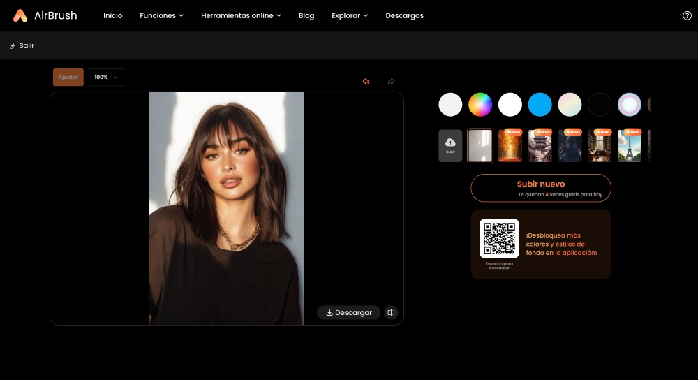 AirBrush Web Screenshot ES - change background result