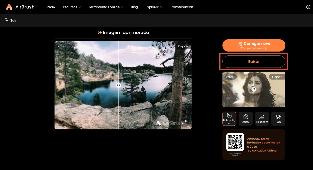 AirBrush Web Screenshot PT - AI Image Enhancer download