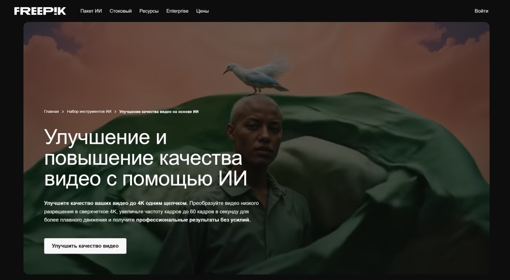Freepik Web Screenshot RU - Video Enhancer main page