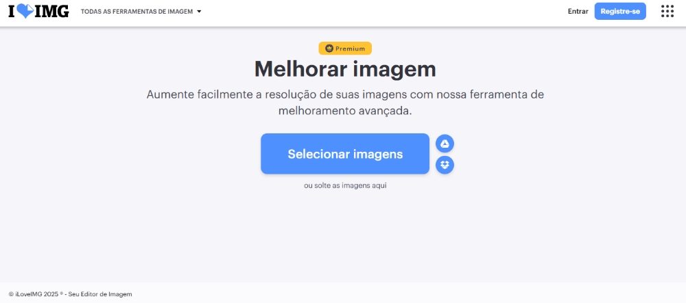 ILoveIMG Web Screenshot PT - AI Image Enhancer