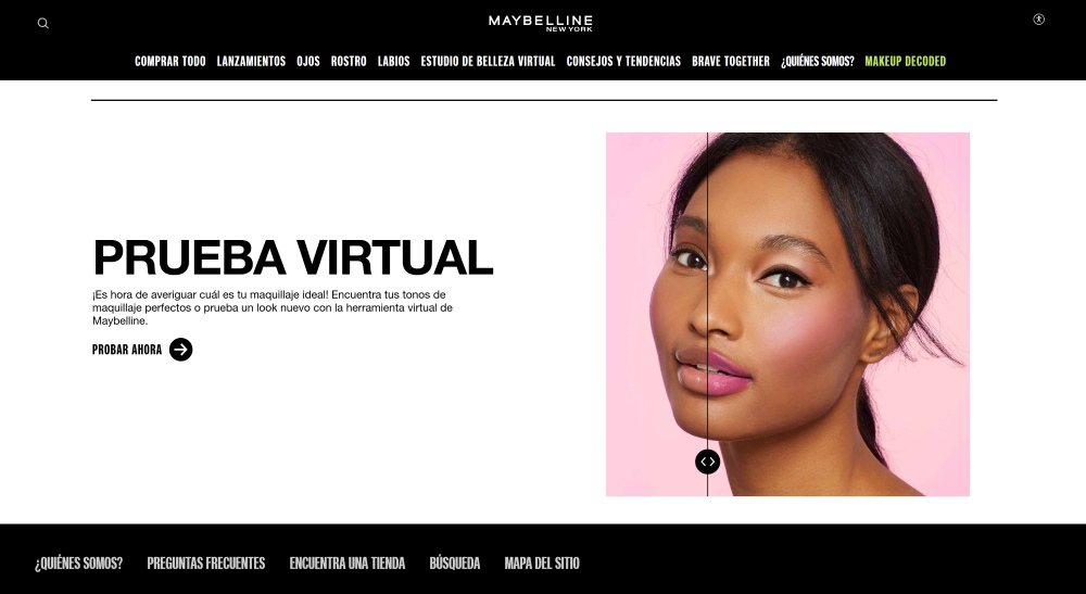 Maybelline Virtual Try-On Web Screenshot ES - lipstick