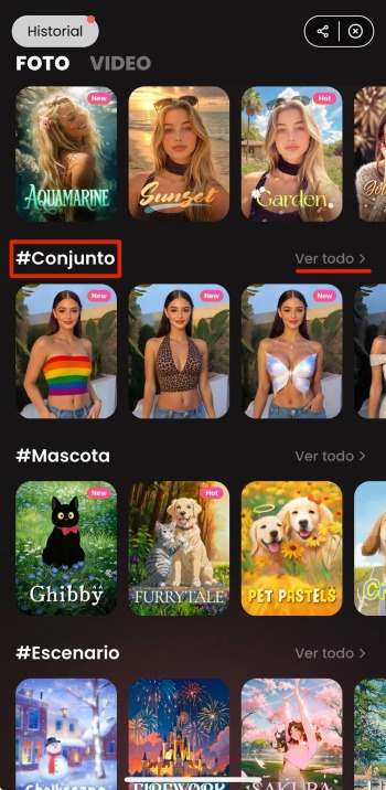 AirBrush App Screenshot ES - change clothes magic outfit view all