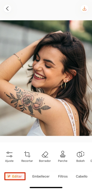 AirBrush App Screenshot ES - remove tattoo edit