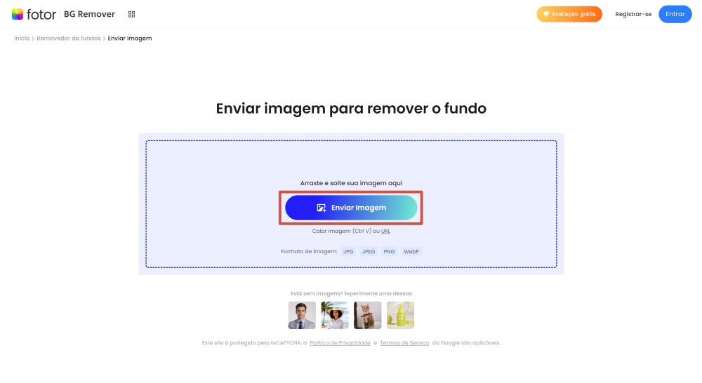 Fotor Web Screenshot PT - remove background upload image
