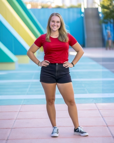 change clothes - blond girl in black original change t-shirt colour